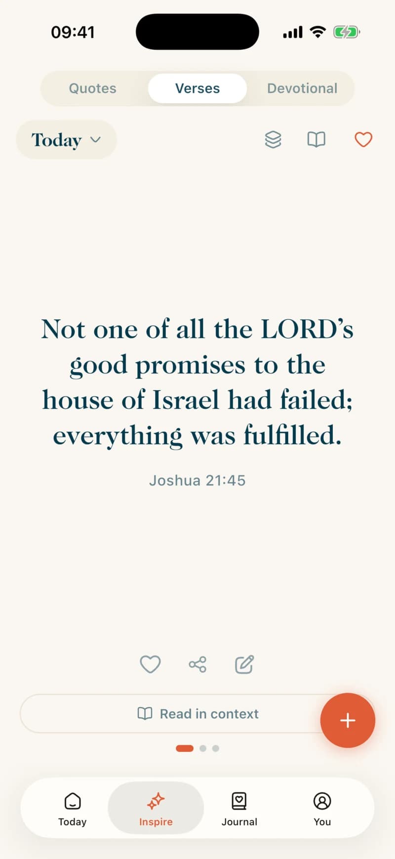 The verse of the day in the Hygge Today app