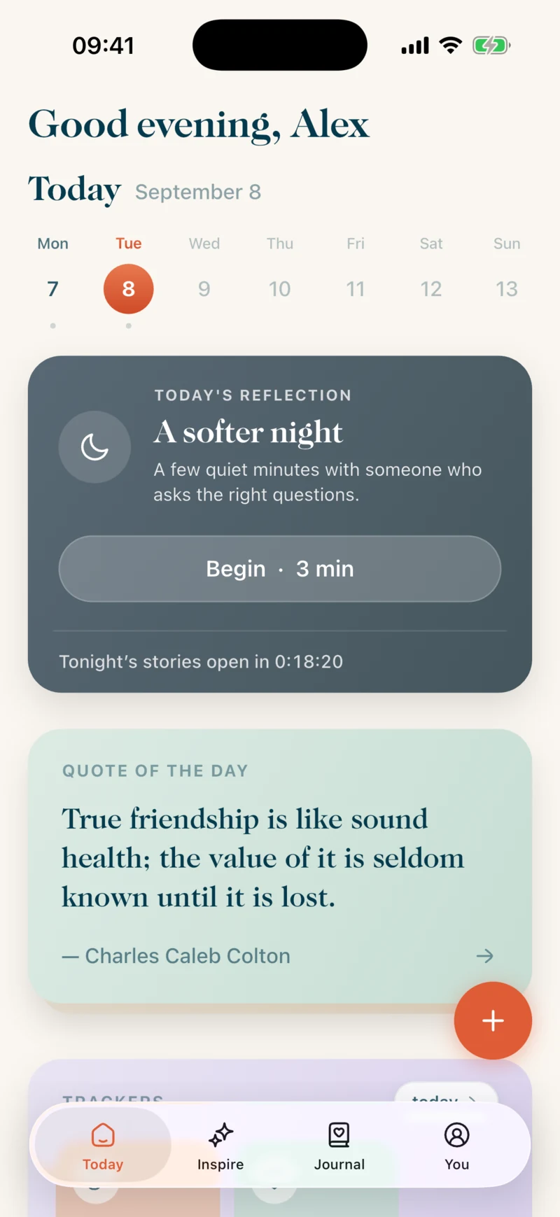 The Hygge Today app on iPhone